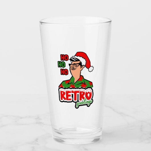 Retro Grüße Weihnachten Glas (Vorderseite)