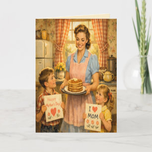 Retro Grußkarte zum Muttertag im Stil der 1950er J Karte