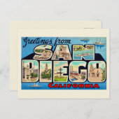 Retro-Grußpostkarte aus San Diego Postkarte (Vorne/Hinten)