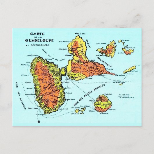 Retro Guadeloupe Französische Postkarte (Vorderseite)