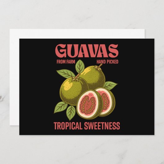 Retro Guavas Fruit Kommerzielle Grafik Art Stil Einladung (Vorne/Hinten)