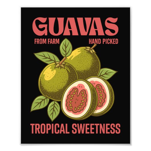 Retro Guavas Fruit Kommerzielle Grafik Art Stil Fotodruck (Vorne)