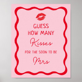 Retro Guess Wie viele Kisses Game Sign Poster