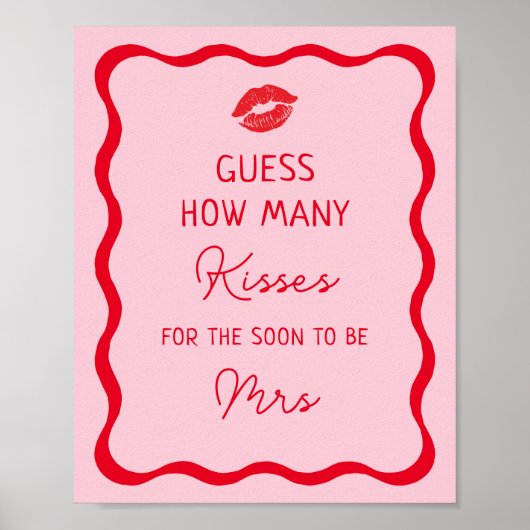 Retro Guess Wie viele Kisses Game Sign Poster (Vorne)
