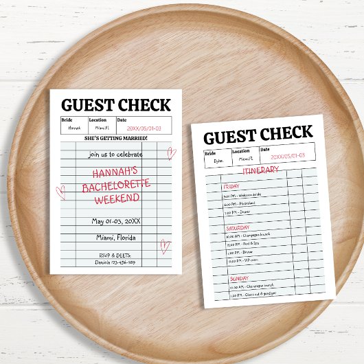 Retro Guest Karo Hen Party Bachelorette Weekend Einladung