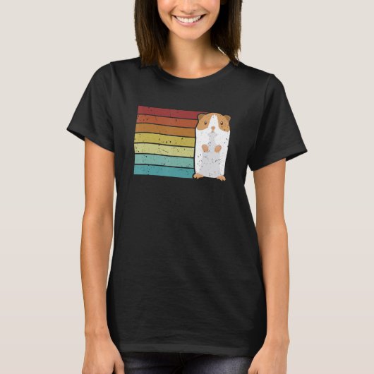 Retro Guinea Pig Langhaar Kurz Haare Züchter Guge T-Shirt (Vorderseite)