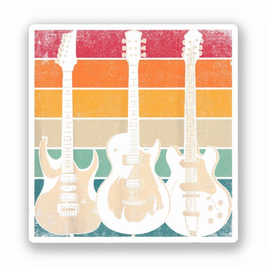 Retro Guitar Aufkleber (Vorderseite)