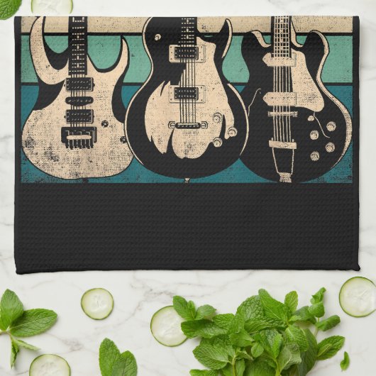 Retro Guitar Geschirrtuch (Gefaltet)