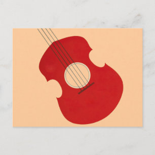Retro Guitar Graphic Red Musical Instrument Design Postkarte