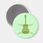 Retro Guitar Magnet, Olive Green Magnet (Vorderseite/Rückseite)