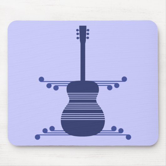 Retro Guitar Mousepad, Navy Blue Mousepad (Vorne)