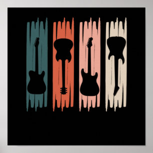 Retro Guitar Music Player Musician Gitarrist Graph Poster