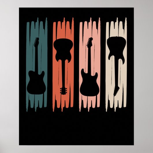 Retro Guitar Music Player Musician Gitarrist Graph Poster (Vorne)