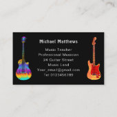 Retro Guitar Music Teacher Custom Visitenkarte (Rückseite)