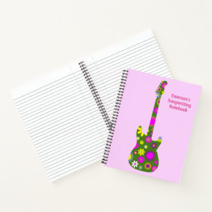 Retro Guitar Pink Customalize & Personalize - Gro Notizblock