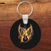 Retro Guitar Wings Abstract Art Rock And Roll Musi Schlüsselanhänger (Vorderseite)