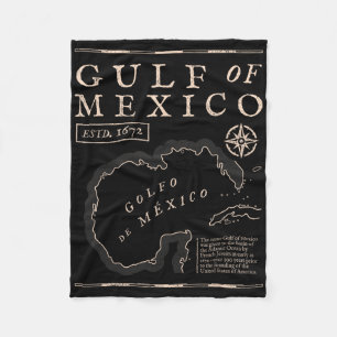 Retro Gulf of Mexico 1672 Historische Karte Fleecedecke