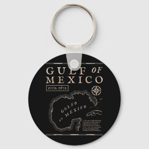 Retro Gulf of Mexico 1672 Historische Karte Schlüsselanhänger