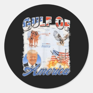 Retro Gulf of US America 2025 American Flag Eagle Runder Aufkleber