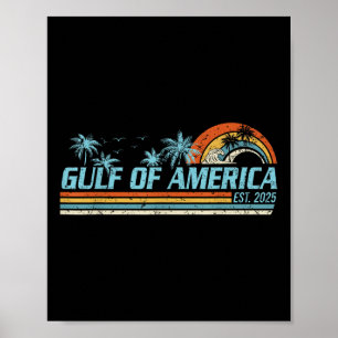 Retro Gulf of US America 2025 American Flag Golf Poster