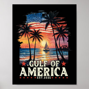 Retro Gulf of US America 2025 American Flag Golf Poster