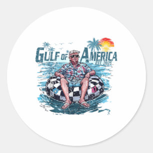Retro Gulf of US America 2025 American Flag Golf Runder Aufkleber