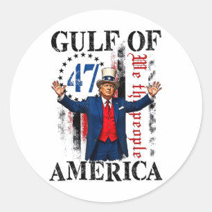 Retro Gulf of US America 2025 American Flag Golf Runder Aufkleber
