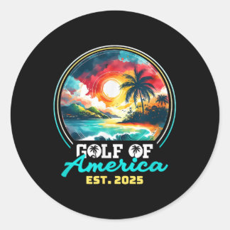 Retro Gulf of US America 2025 American Flag Golf Runder Aufkleber