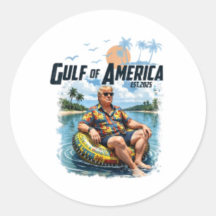Retro Gulf of US America 2025 American Flag Golf Runder Aufkleber