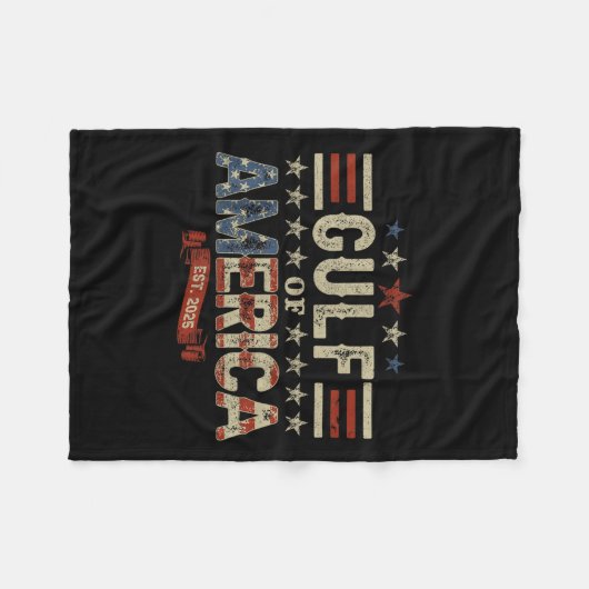 Retro Gulf of US America Est 2025 American Flag Fleecedecke (Vorderseite (Horizontal))