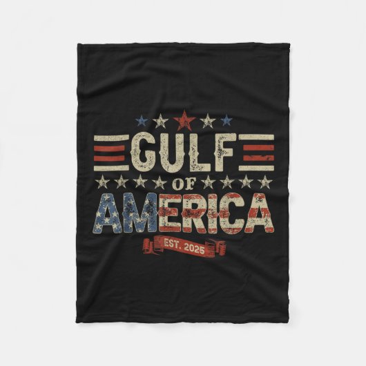 Retro Gulf of US America Est 2025 American Flag Fleecedecke (Vorderseite)