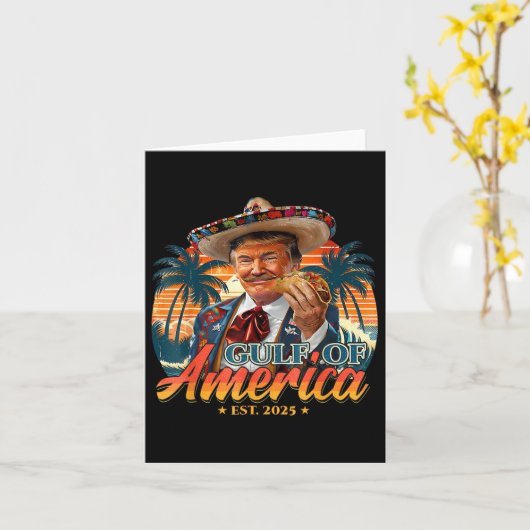 Retro Gulf of US America Est 2025 American Flag G Karte (Gelbe Blume)