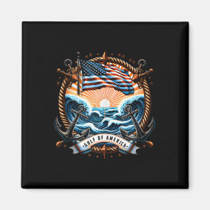 Retro Gulf of US America Est 2025 American Flag G Magnet