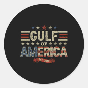 Retro Gulf of US America Est 2025 American Flag G Runder Aufkleber