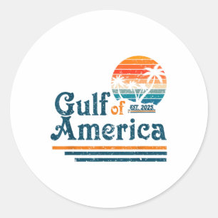 Retro Gulf of US America Est 2025 American Flag G Runder Aufkleber