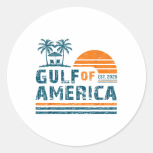 Retro Gulf of US America Est 2025 American Flag G Runder Aufkleber
