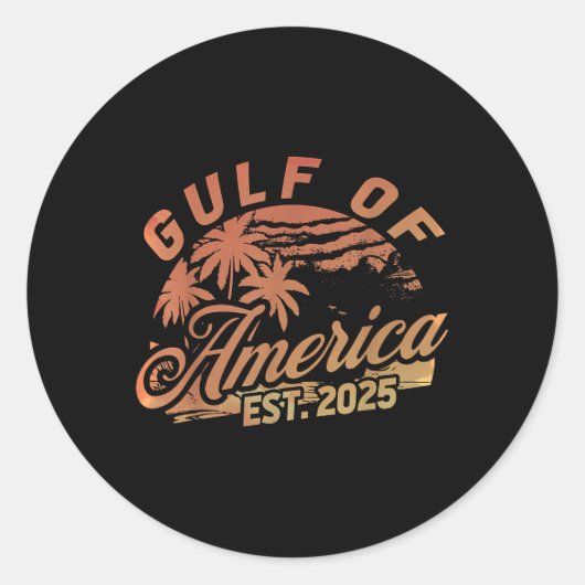Retro Gulf of US America Est 2025 American Flag G Runder Aufkleber (Vorderseite)