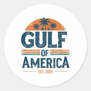Retro Gulf of US America Est 2025 American Flag G Runder Aufkleber
