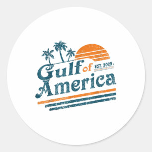 Retro Gulf of US America Est 2025 American Flag G Runder Aufkleber
