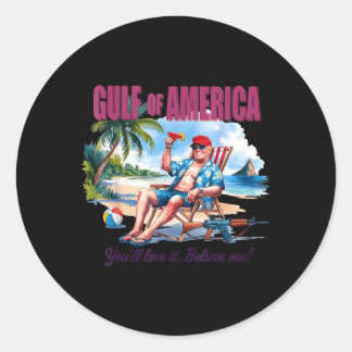 Retro Gulf of US America Est 2025 American Flag G Runder Aufkleber