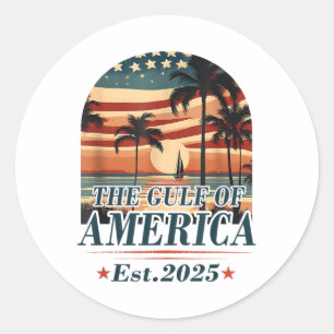 Retro Gulf of US America Est 2025 American Flag G Runder Aufkleber
