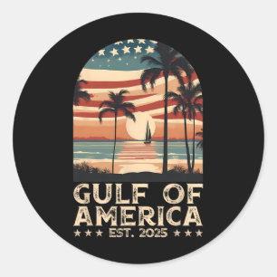 Retro Gulf of US America Est 2025 American Flag G Runder Aufkleber