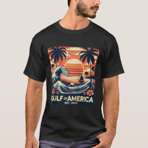 Retro Gulf of US America Est 2025 American Flag J T-Shirt