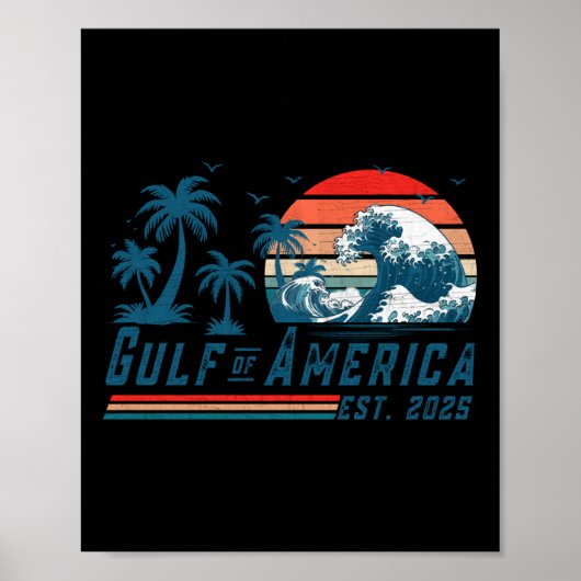 Retro Gulf of US America Est 2025 American Flag L Poster (Vorne)