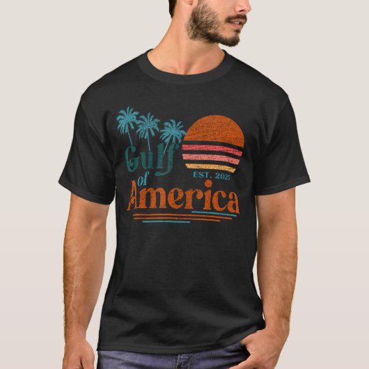 Retro Gulf of USA 2025 American Flag Mexiko T-Shirt (Vorderseite)