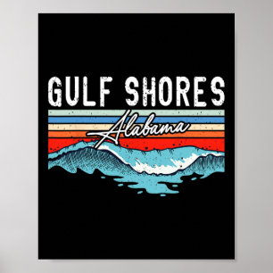 Retro Gulf Shows Strand Alabama Surfboard Beach Poster