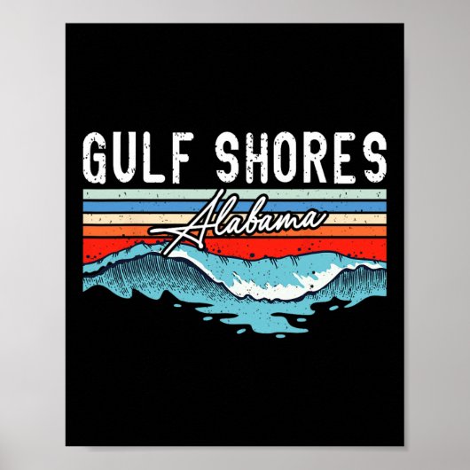 Retro Gulf Shows Strand Alabama Surfboard Beach Poster (Vorne)