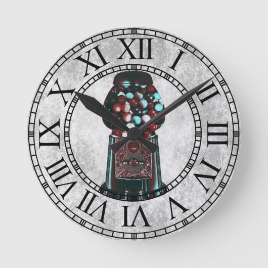 Retro-Gumball-Maschine Runde Wanduhr (Vorderseite)