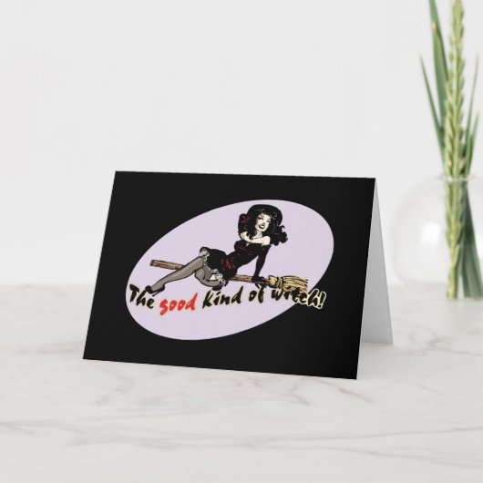 Retro Gute Art Hexe Karte (Vorderseite)