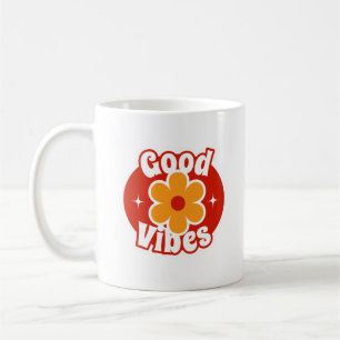 Retro Gute Vibes Blume   70er Jahre Floral Po Kaffeetasse